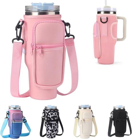 حقيبة حامل زجاجات المياه لستانلي 40oz بهلوان بسيط حديث مع مقبض حامل بهلوان 40oz مع حزام حامل كأس ستانلي مع جيب الهاتف (البقرة) in Saudi Arabia