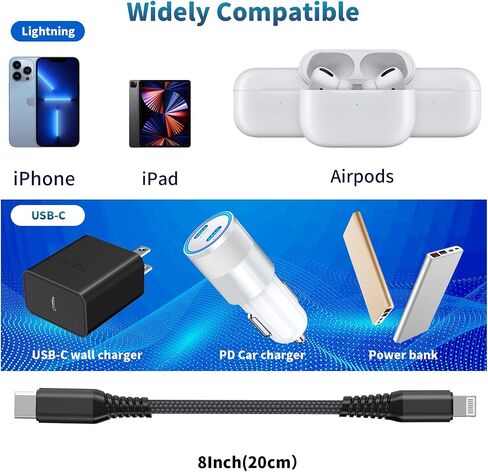 كابل شاحن USB C قصير 3 عبوات 8 بوصة in Saudi Arabia