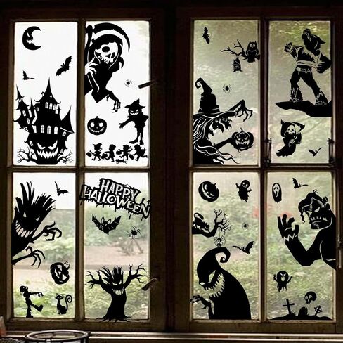 Halloween Window Clings, 9 Sheets Scary Bloody Handprint Footprint Window Stickers for Toilet BathroomDecorations, Window Decals for Halloween School Home Office Party Decorations in Saudi Arabia