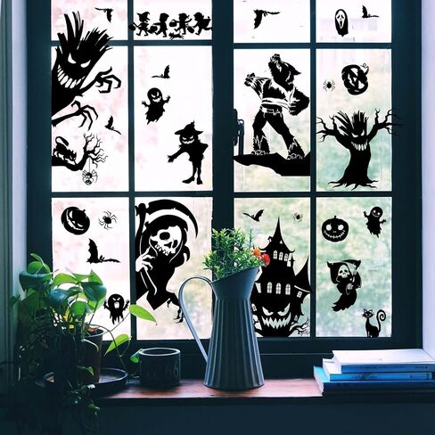 Halloween Window Clings, 9 Sheets Scary Bloody Handprint Footprint Window Stickers for Toilet BathroomDecorations, Window Decals for Halloween School Home Office Party Decorations in Saudi Arabia