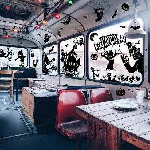 Halloween Window Clings, 9 Sheets Scary Bloody Handprint Footprint Window Stickers for Toilet BathroomDecorations, Window Decals for Halloween School Home Office Party Decorations in Saudi Arabia