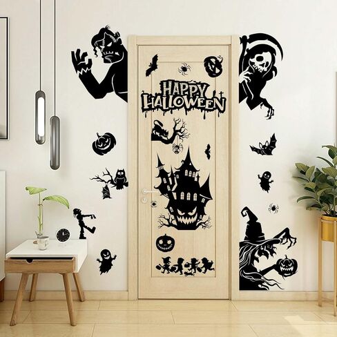 Halloween Window Clings, 9 Sheets Scary Bloody Handprint Footprint Window Stickers for Toilet BathroomDecorations, Window Decals for Halloween School Home Office Party Decorations in Saudi Arabia