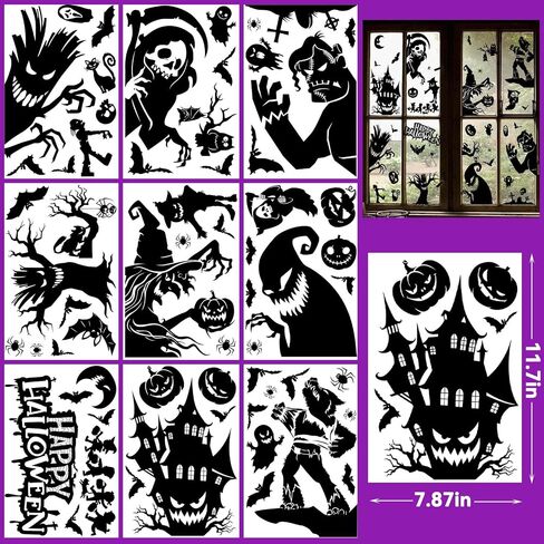 Halloween Window Clings, 9 Sheets Scary Bloody Handprint Footprint Window Stickers for Toilet BathroomDecorations, Window Decals for Halloween School Home Office Party Decorations in Saudi Arabia