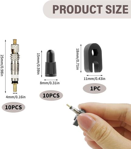 21 Pcs Narrow Valve Core Kit, Brass Bicycle Valve Cores with Removal Tool Caps Compatible with Presta Valve Stan’s Kenda, Regular Maintenance Tool for Tubeless Road MTB Bike Tire in Saudi Arabia