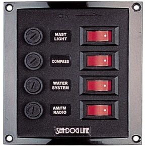 Sea Dog 424010-1 Vertical 4-Gang Rocker Switch Panel , black