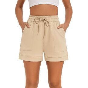 Women's Casual Shorts Drawstring Comfy Elastic High Waist Athletic Shorts Summer Sweat Short Pants with Pockets