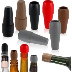 سدادات النبيذ JUNEBRUHSS، 8 قطع سدادات النبيذ السيليكون لزجاجات النبيذ، سدادة زجاجة البيرة، سدادة الشمبانيا، سدادة زجاجة النبيذ الفوارة القابلة لإعادة الاستخدام (4 ألوان) in Kuwait