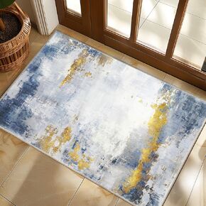 Washable Rugs 5x7 - Modern Abstract Area Rugs for Living Room, Non Slip Low Pile for Bedroom Dining Room Office Teal Orange