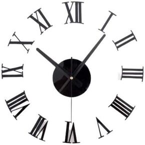 MilesDecor Luxury DIY 3D Wall Clock, Large & Frameless, Self- Adhesive Roman Numerals with Accurate Quartz Movement, Suitable for Home Décor, Living & Dining Room, Kitchen, Study Room, School (Gold)