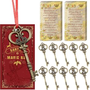 Kathfly Santas Key Christmas Decor Metal Key for No Chimney Houses Santa Claus Ornament with Secret Santa Cards