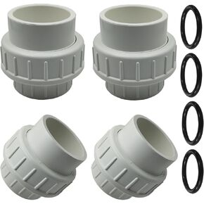 2Pcs PVC Union Pipe Fitting, 2 inch PVC Slip Union Coupling Adapter, PVC Union Coupling Fittings Set with Slip Socket Port Connection, PVC Union for Swimming Pools and Outdoor Plumbing Application