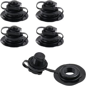 Quluxe 5 Pcs Air Valve Inflatable Boat Spiral Air Plugs Air Mattress Plugs Boston Valve for Rubber Dinghy Raft Kayak Pool Boat Airbeds- Black