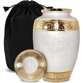 Urn for Human Ashes - Cremation Urn for Ashes Male & Female - Handcrafted Funeral Urns for Men & Women - Honor Your Loved One with Metallic Burial Urn (Golden, Small)
