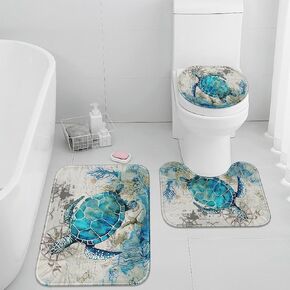 Britimes Halloween Bathroom Rug Set of 3, Funny Skeletons Body Skull 3 Pieces Bath Mats Set for Bathroom, No Silp Washable Cover Floor Rug Decorations for Kitchen Bathroom Bedroom
