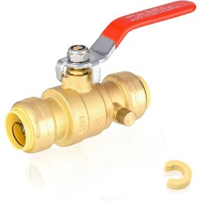 3/4 Inch Slip Ball Valve,Push Shut-off Ball Valve,Plumbing Fittings to Connect PEX, Copper, CPVC, PE-RT, With A Disconnect Clip(Pack of 2)