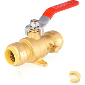 3/4 Inch Slip Ball Valve,Push Shut-off Ball Valve,Plumbing Fittings to Connect PEX, Copper, CPVC, PE-RT, With A Disconnect Clip(Pack of 2)