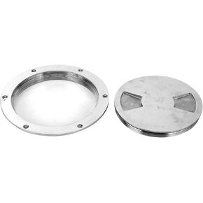 KIMISS Deck Plate, 6in Stainless Steel Deck Hatch Cover Stainless Steel Inspection Hatch With Key For Marine Boat Hardware Accessory