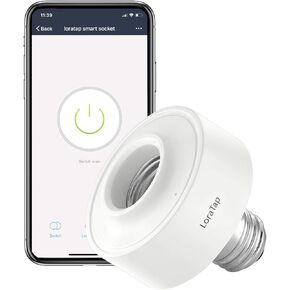 LoraTap Smart Wi-Fi LED Light Bulb Socket Adapter E26 Lamp Holder ﻿Timer, Compatible with Google Assistant and Alexa Voice Control, Smart Life App Control, Max. Watt 30W