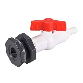 uxcell ABS Ball Valve Barb Connector Spigot Kit G1/2, with Bulkhead Fitting Adapter, White Red for Water Tank