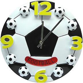 Valentoria 12 inch Wallclock Basketball 3D Cute Wall Clock Bedroom Livingroom Alarm Clock Birthday Chritmas Gifts Present for Kids Son Boys Baby Child School NBA Basketball NCAA Fans (Football-2)