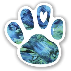 Dog Paw Print Heart Love Vinyl Decal Sticker for Chromebooks, Macbooks, Car, Truck | 2-Pack | 3.75-Inches by 3.75-Inches | UV Resistant Laminate | Premium Quaility Stickers | PD631