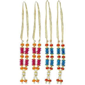 Aditri Creation Set of 4 Mala Artificial Beaded Mala Ribbon Haar Small Mala for Idol-Mala for God Statues Accessories Puja Sringar Articles for Indian Traditional Ganesha Decoration(Size:-2.5")(Pink)