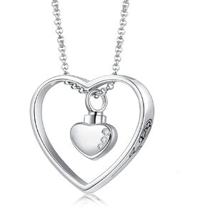 Memorial Heart Cremation Urn Necklace for Loved One Ashes Keepsake S925 Sterling Silver Eternity Circle Pendant Necklace of Cremation Ashes