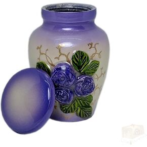 Keepsake Urn –3D Flowers Printed Purple Keepsake Cremation Urn for Human Ashes with Velvet Box & Velvet Bag-Mini Keepsake Urn - Affordable Keepsake Urn (3 cu.in)