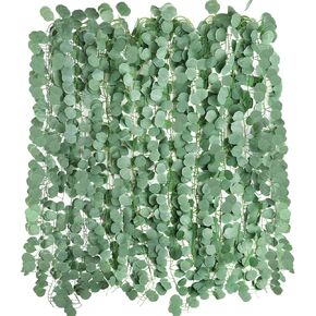 15 Pack Fall Leaf Garland,Hanging Fake Orange Vines Artificial Eucalyptus Leaves Table Wreath for Wedding Party Fireplaces Bedrooms Room Walls Farmhouses Kitchen Cabinet Decorations