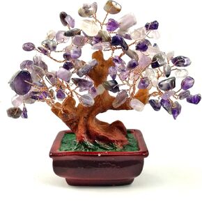 مزيج الأحجار الكريمة المال الجمشت الورد السترين العقيق الشفاف الكوارتز فنغ شوي النباتات والزهور الأشجار الاصطناعية الأبيض in Kuwait