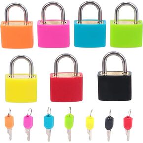 7Pcs Suitcase Lock with Keys, FAURAPMNG Mini Metal Security Padlock Multi-Color Small Padlock, Gym Lock, Colorful Copper Suitcase Locks for Luggage, Backpacks, Laptop Bags, Boxes, Storage Cabinets