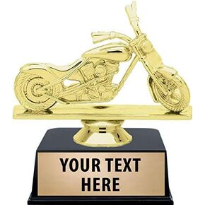 Crown Awards Motorcycle Trophies with Custom Engraving, 4.25" Personalized Motorcycle Chopper Deluxe Trophy On Black Base Prime