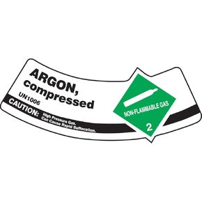 Accuform Cylinder Shoulder Label, Argon Compressed UN1006 Caution, 2" x 5 1/4", Adhesive Dura-Vinyl