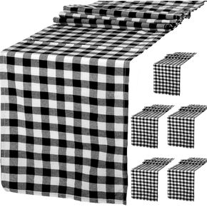 6 Pack Buffalo Check Table Runners 14x72inch Black and White Buffalo Plaid Classic Farmhouse Table Runner Buffalo Check Collection for Wedding Family Dinner Thanksgiving Christmas Decorations