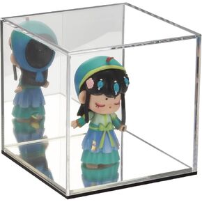 Clear Acrylic Display Case with Mirrored Back and Base, Assemble Countertop Storage Box Stand Organizer, Cube Dustproof Display Box Showcase for Action Figures Doll Models Toys, 4x4x6Inch