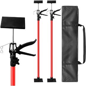 IvySnyc Cabinet Jack for Installing Cabinet，Adjustable 3rd Hand Support Pole Extend from 45 to 114 inches,Premium Steel Cabinet Lift Jack Support up to 154 lbs，2 Pack with Storage Bag (Red-Orange)