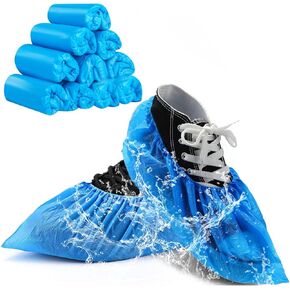 100 Pack(50 Pairs)Shoe Covers Disposable Waterproof Non Slip Shoe Cover Indoor Booties for Shoes Covers CPE Boot Covers Plastic Foot Covers Fits Size Up To Men 11 Women 13 for House Cleaning