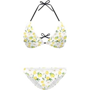 Jeiento Women Two Piece Bikini High Cut Swimsuit Triangle Bathing Suit Thong