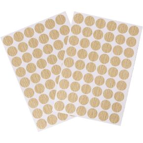 uxcell Screw Hole Covers Stickers Textured Plastic Self Adhesive Stickers for Wood Furniture Cabinet Shelve Plate 21mm Dia 108pcs in 2Sheet Oak, PC-132