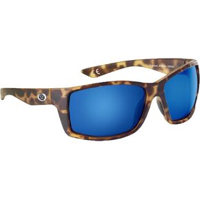 Flying Fisherman Rafter Polarized Rectangular Sunglasses, Matte Tortoise Frame/Blue Mirror Lens, Medium