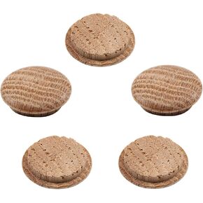 MroMax 10Pcs Round Wood Button Plugs 0.98" Dia Oak Hardwood Furniture Buttons Caps 25mm Wooden Screw Covers for Screw Holes Craft Furniture Decoration Woodworking