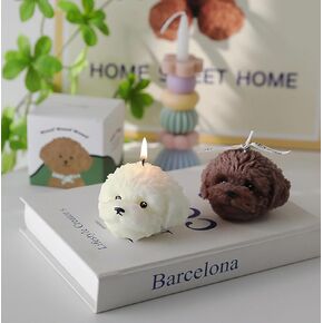 Teddy Dog Shaped Scented Candle,100G Cute Puppy Animal Aroma Soy Wax Decorative Novelty Candle for Table Photo Prop Birthday Gift,Prefect for Meditation Stress Relief Mood Boosting (Brown)