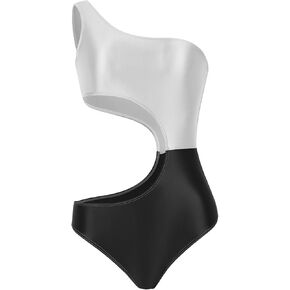 AMORESY Sterope Series New Asymmetrical one-Shoulder Waist Hollowed Spandex one-Piece Swimsuit Slimming Resort Swimsuit(076)