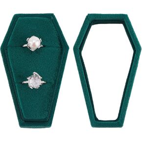 Velvet Ring Box 2 Slots Wedding Jewelry Ring Storage Box Coffin Ring Box with Sponge Inside for Gothic Proposal Ceremony Engagement Gothic Jewelry Organizer Decorations (Black) (2/ Ring Box)