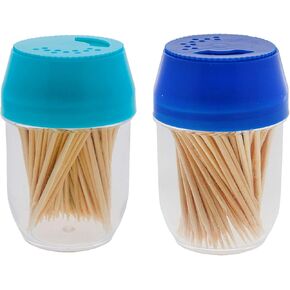 2 Pack Plastic Toothpick Holder Dispenser - Green & Turquoise