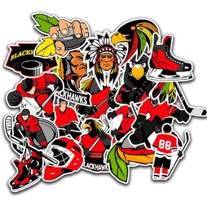 20 PCS Chicago American Blackhawks Hockey Stickers for Water Bottle, Laptop, Bicycle, Computer, Motorcycle, Travel Case, Car Decal Decoration Sticker