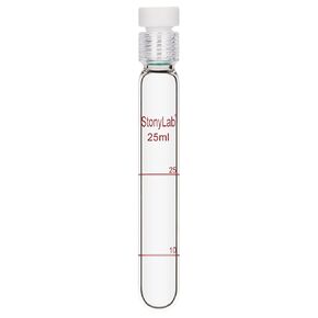 أنبوب اختبار زجاجي من stonylab مع غطاء PTFE، زجاج بوروسيليكات سميك قابل لإعادة الاستخدام، أنابيب متدرجة مقاومة للضغط، أنابيب قياس الألوان مع غطاء لولبي PTFE