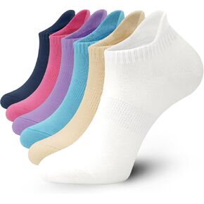 Ankle Thin Socks Womens Combed Cotton Low Cut Athletic No Show Running Socks With Heel Tab 6 Pairs