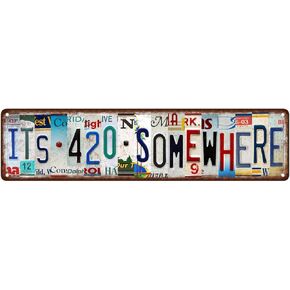 It's 5 Oclock Somewhere Metal Tin Sign Funny Street Signs Unique Wall Decor for Home, Bar, Diner, Pub 16 x 4 Inches