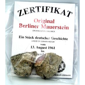 Real Piece of the BERLIN WALL with Certificate of Authenticity - Authentic Historic German Artifact Souvenir from Europe